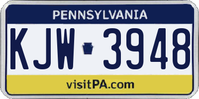 PA license plate KJW3948