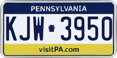 PA license plate KJW3950