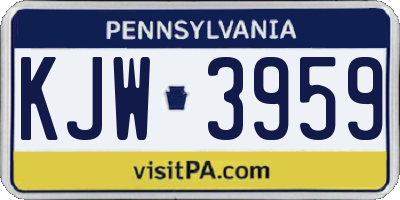 PA license plate KJW3959