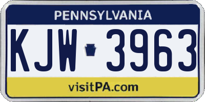 PA license plate KJW3963
