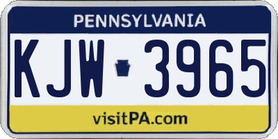 PA license plate KJW3965