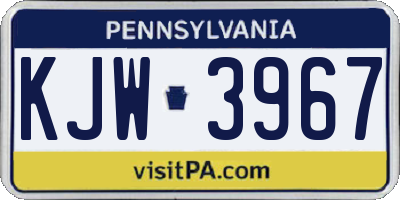 PA license plate KJW3967