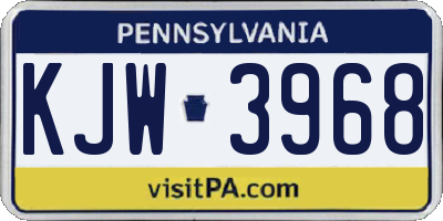 PA license plate KJW3968
