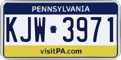PA license plate KJW3971