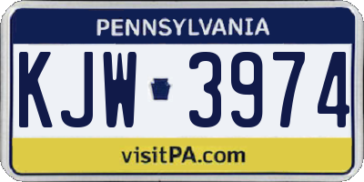 PA license plate KJW3974