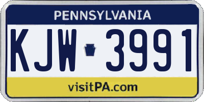 PA license plate KJW3991