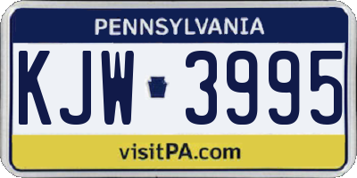 PA license plate KJW3995