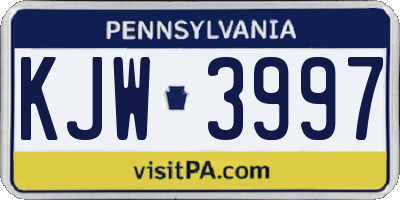 PA license plate KJW3997