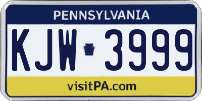 PA license plate KJW3999