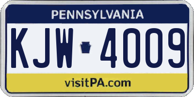 PA license plate KJW4009