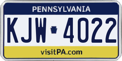 PA license plate KJW4022