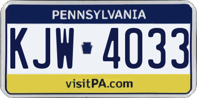 PA license plate KJW4033