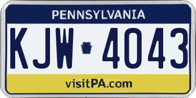 PA license plate KJW4043