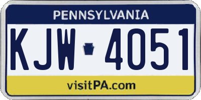 PA license plate KJW4051