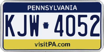 PA license plate KJW4052