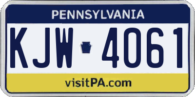 PA license plate KJW4061