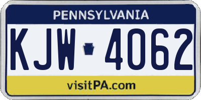 PA license plate KJW4062