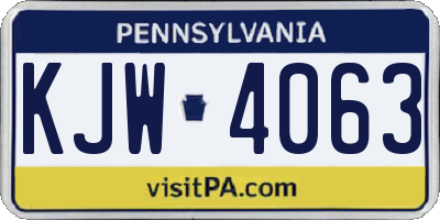 PA license plate KJW4063