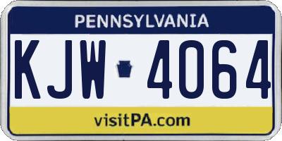 PA license plate KJW4064