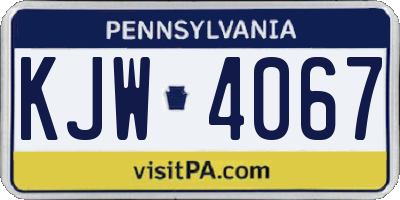 PA license plate KJW4067