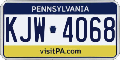 PA license plate KJW4068