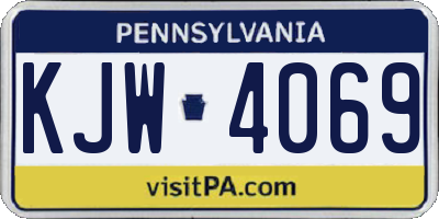 PA license plate KJW4069
