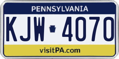 PA license plate KJW4070