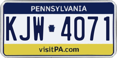 PA license plate KJW4071
