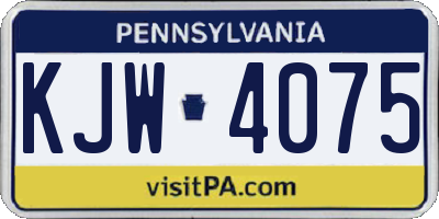 PA license plate KJW4075