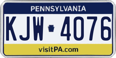 PA license plate KJW4076
