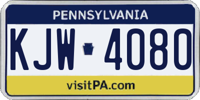 PA license plate KJW4080