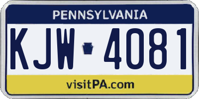PA license plate KJW4081