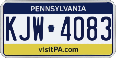 PA license plate KJW4083