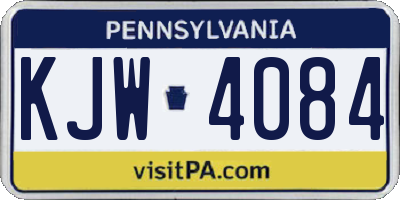 PA license plate KJW4084