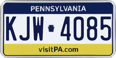 PA license plate KJW4085