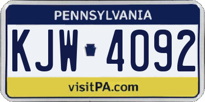 PA license plate KJW4092