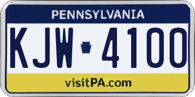 PA license plate KJW4100