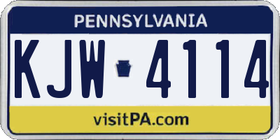 PA license plate KJW4114