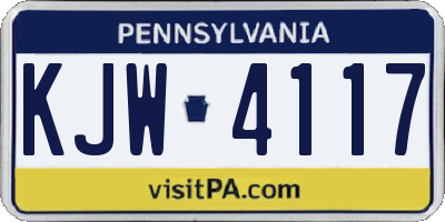 PA license plate KJW4117