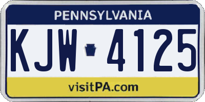 PA license plate KJW4125