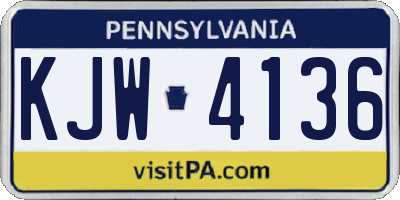 PA license plate KJW4136