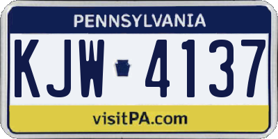 PA license plate KJW4137