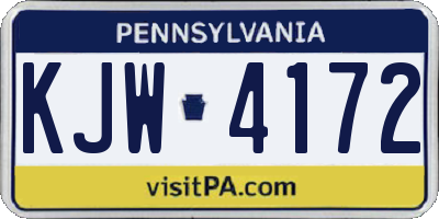 PA license plate KJW4172