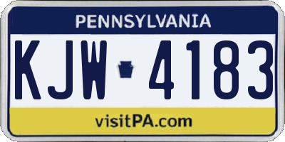PA license plate KJW4183