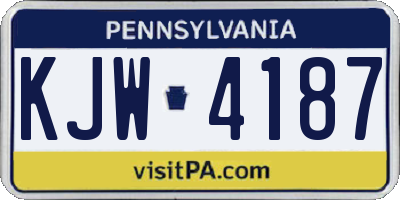 PA license plate KJW4187