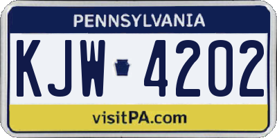 PA license plate KJW4202
