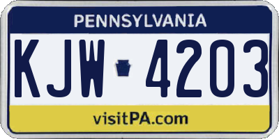 PA license plate KJW4203