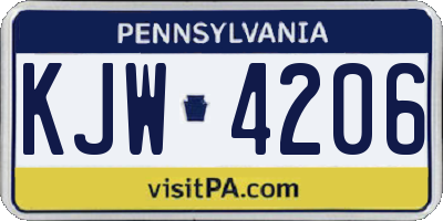 PA license plate KJW4206