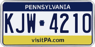 PA license plate KJW4210