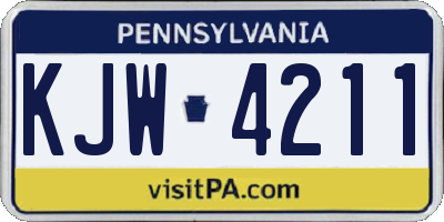 PA license plate KJW4211